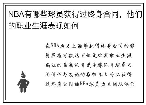 NBA有哪些球员获得过终身合同，他们的职业生涯表现如何